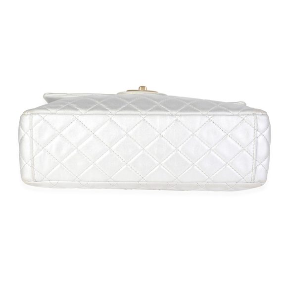 Chanel Silver Quilted Lambskin Soft Maxi Single Flap Bag - Picture 5 of 7